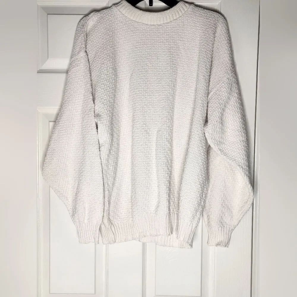 Bill Blass L Cream MenswearCable Knit 100% Cotton Hand  Lslvs Sweater Pullover